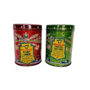 Vintage Pennsylvania Dutch Candies Yum Yum Peanut Crunch Tin Coin Banks Amish